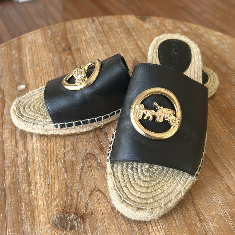 Coach Corey Black Slides with Gold Detail - Picture 13 of 17